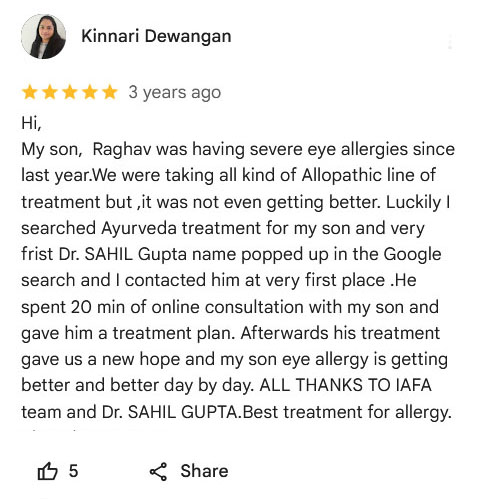 17-Year-Old NRI Male Patient Recovered from Chronic Allergic Conjunctivitis and Acute Allergic Rhinitis - A Case Study