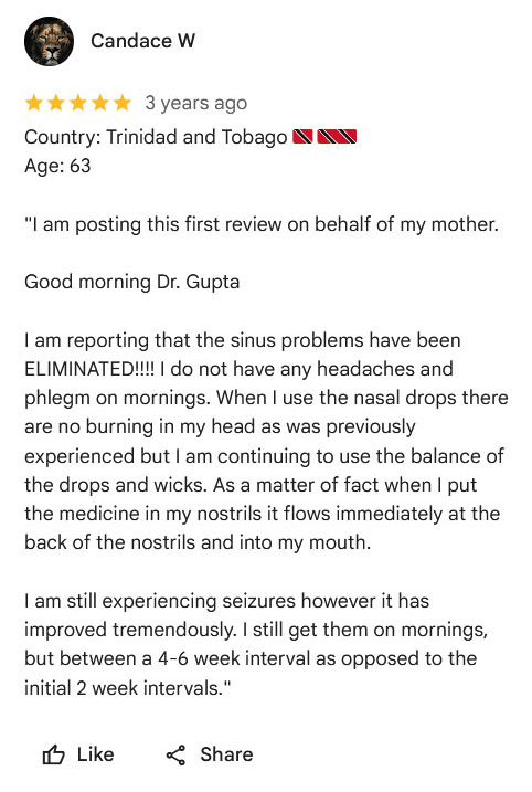 64-Year-Old Female Patient Recovered from Sinusitis (Sinus Infection) - A Case Study