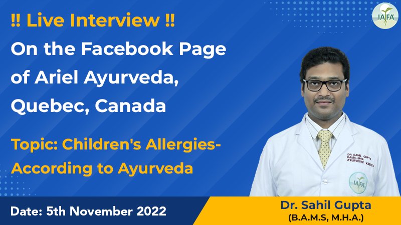 Live Interview – On the Facebook Page of Ariel Ayurveda, Quebec, Canada