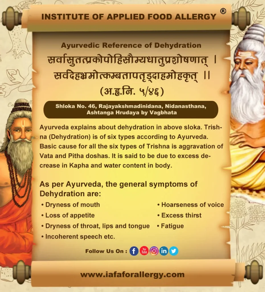 Ayurvedic Reference of Dehydration - Trishna