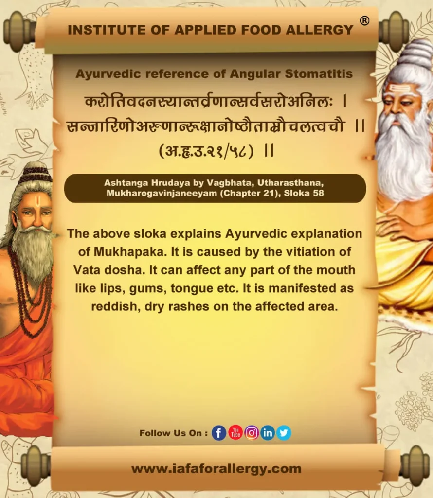 Ayurvedic Reference of Angular Stomatitis (Mukhapaka)