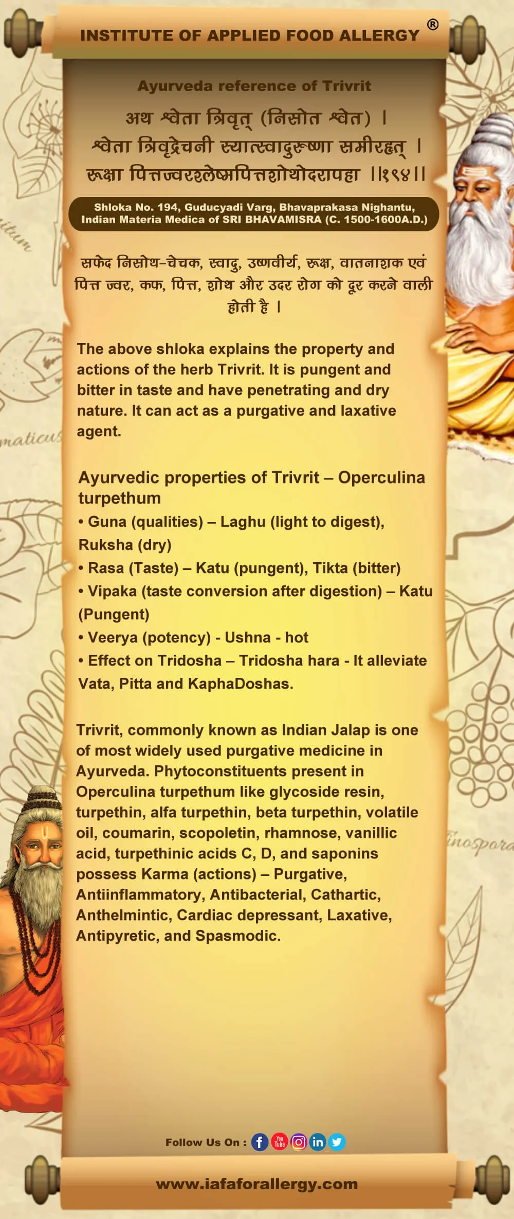 Ayurveda Reference of Trivrit (Operculina turpethum)