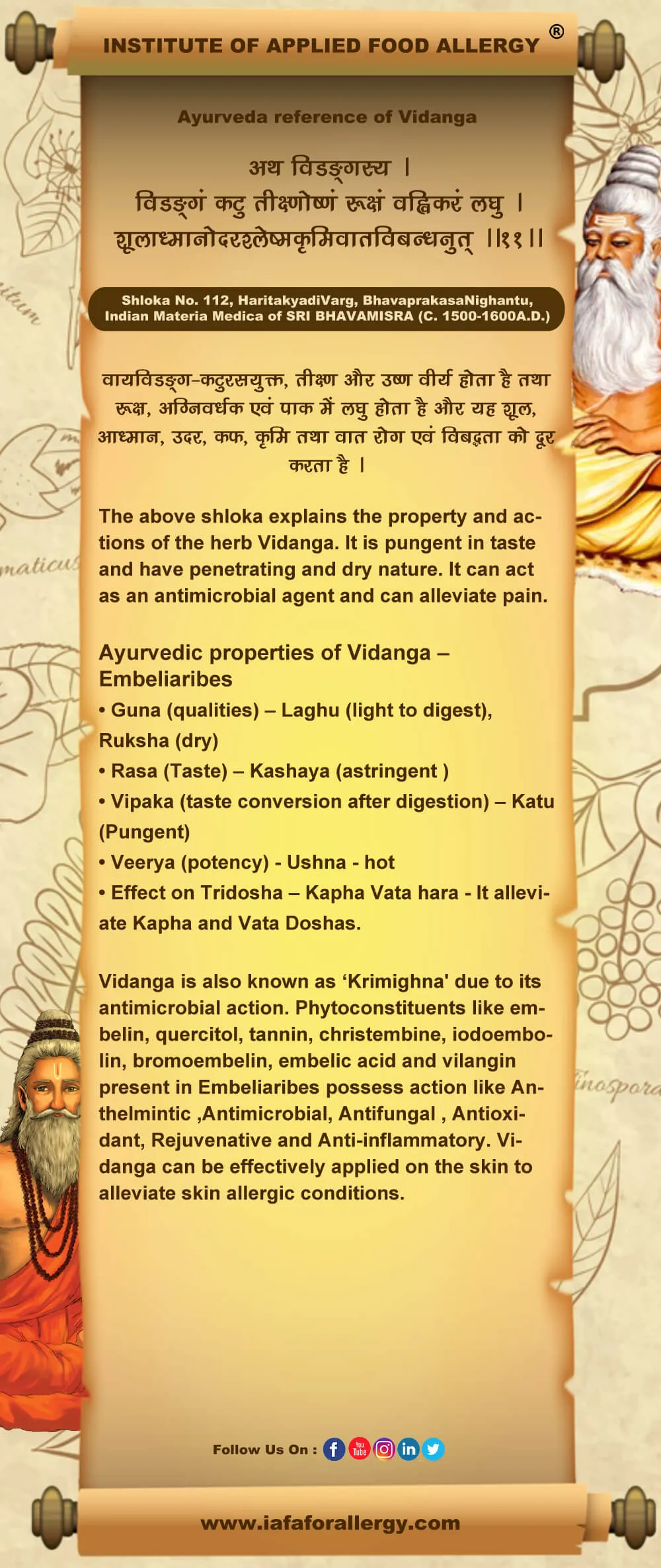 Ayurveda Reference of Vidanga (Embelia ribes)